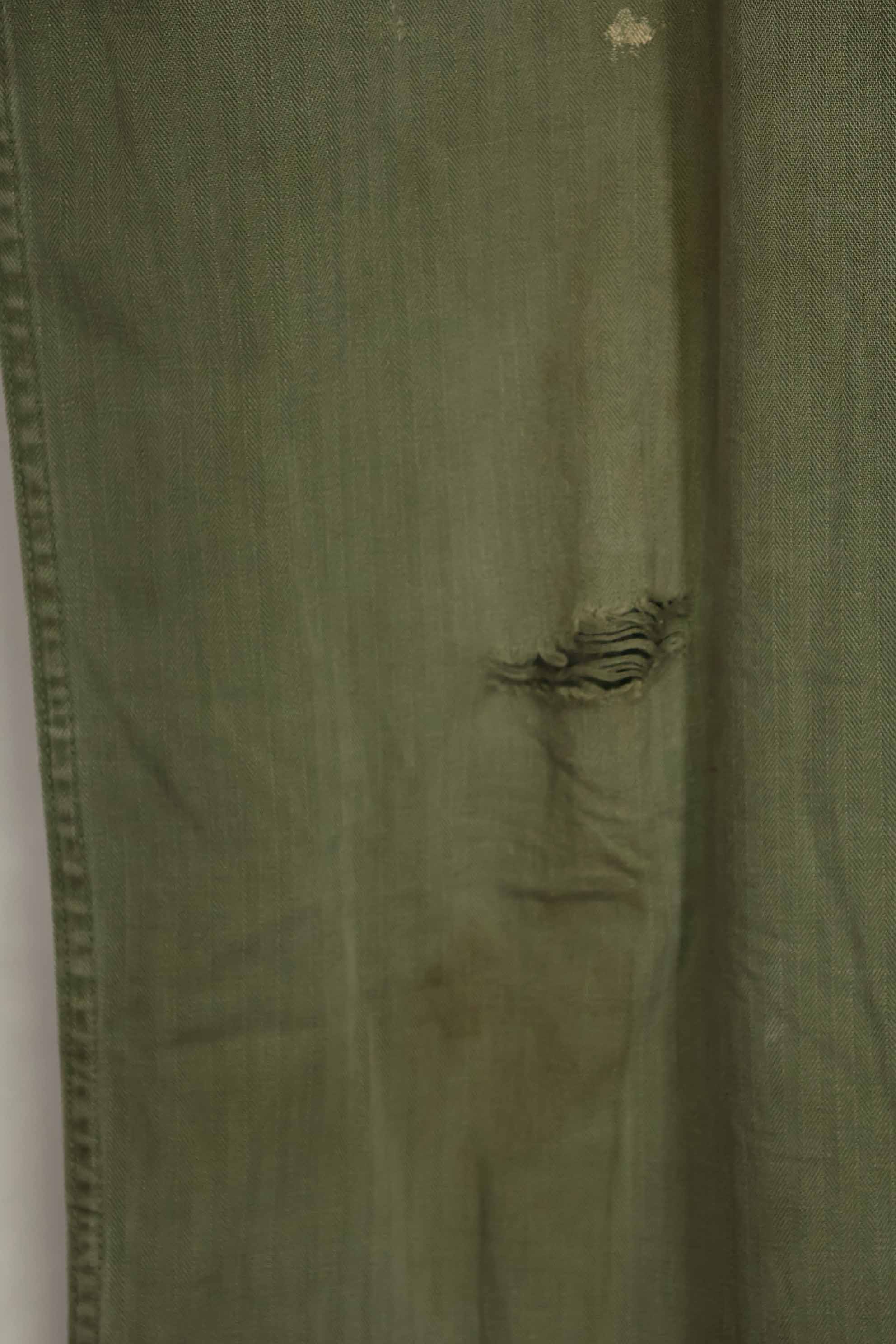 1940年代　アメリカ陸軍　HBT ユーティリティパンツ　大きめサイズ　傷あり　中古品