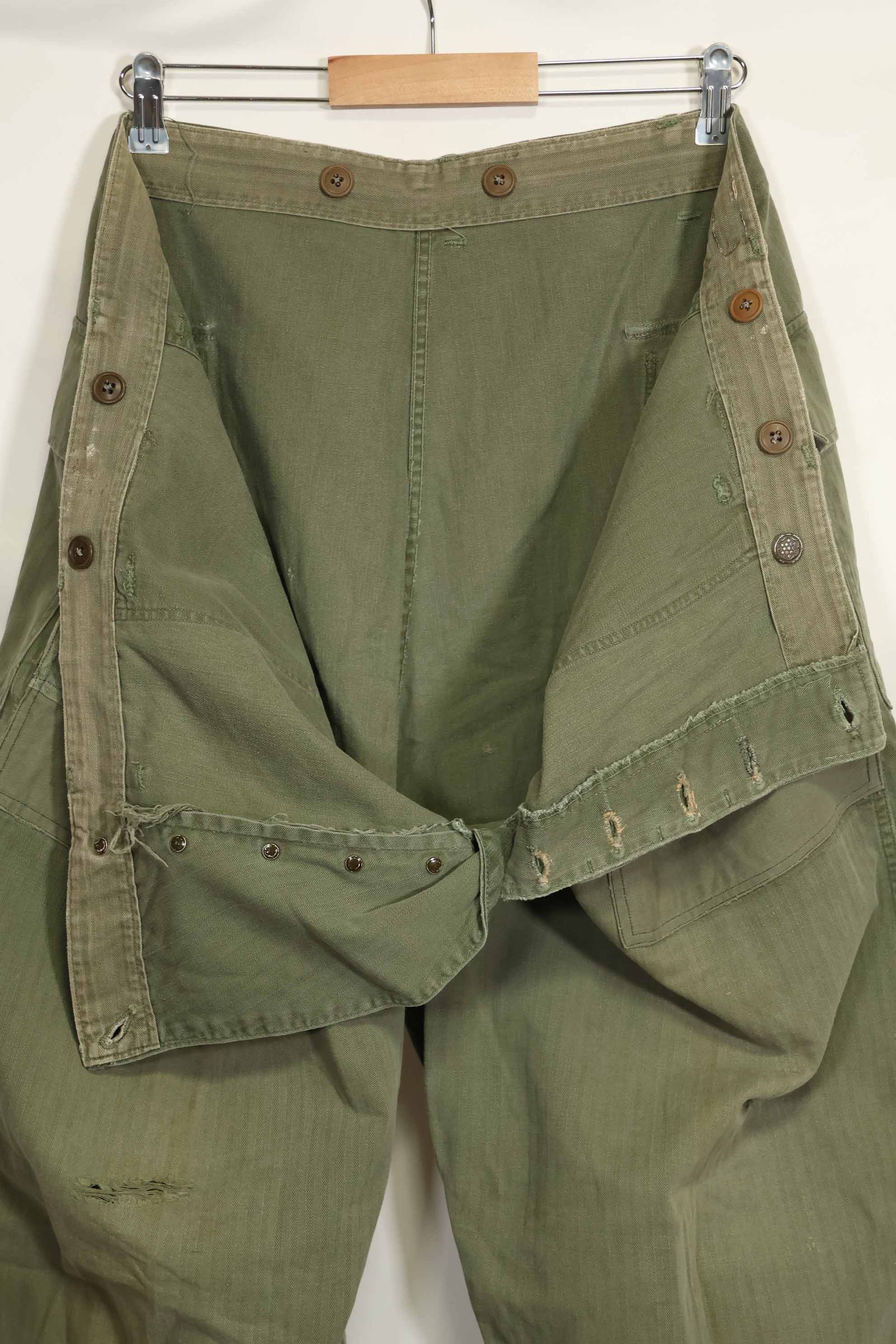1940年代　アメリカ陸軍　HBT ユーティリティパンツ　大きめサイズ　傷あり　中古品