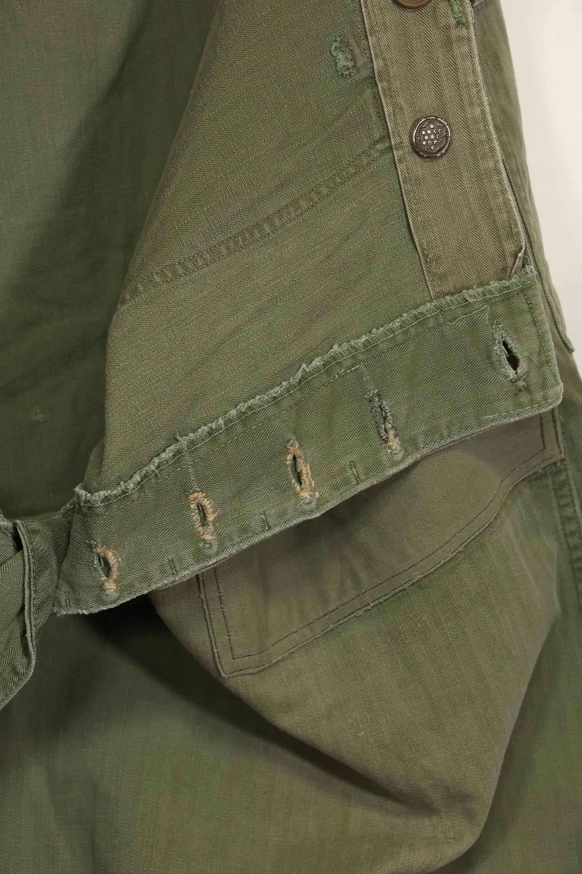 1940年代　アメリカ陸軍　HBT ユーティリティパンツ　大きめサイズ　傷あり　中古品