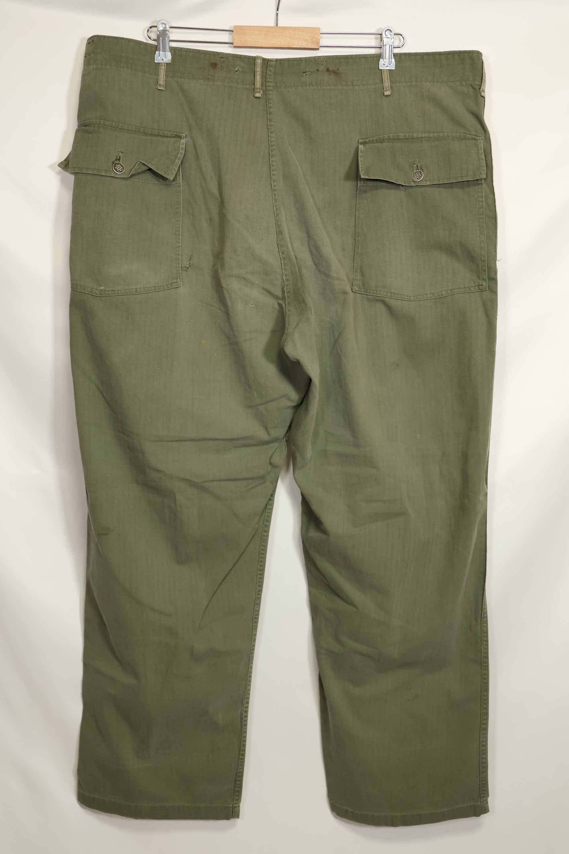 1940年代　アメリカ陸軍　HBT ユーティリティパンツ　大きめサイズ　傷あり　中古品