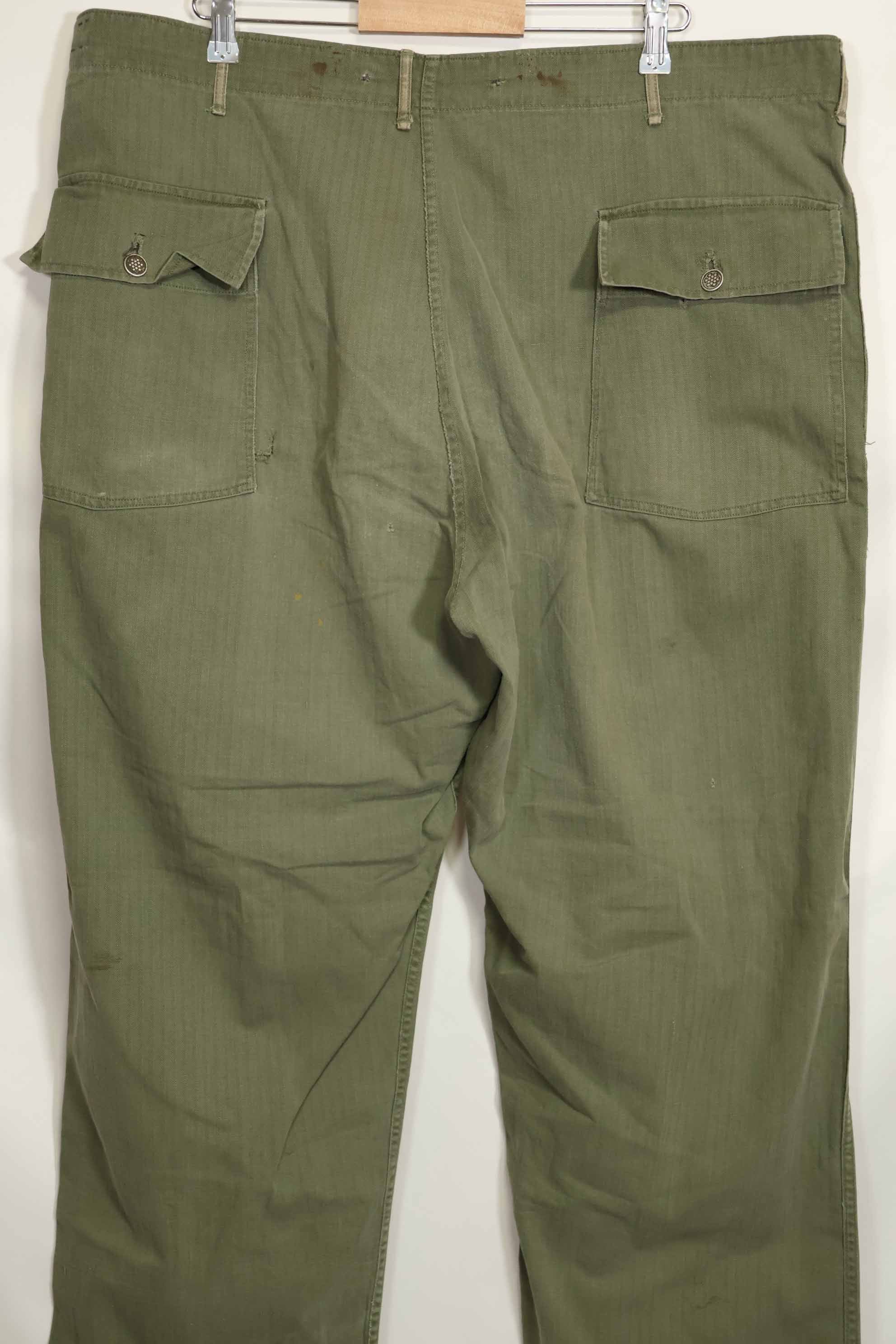 1940年代　アメリカ陸軍　HBT ユーティリティパンツ　大きめサイズ　傷あり　中古品