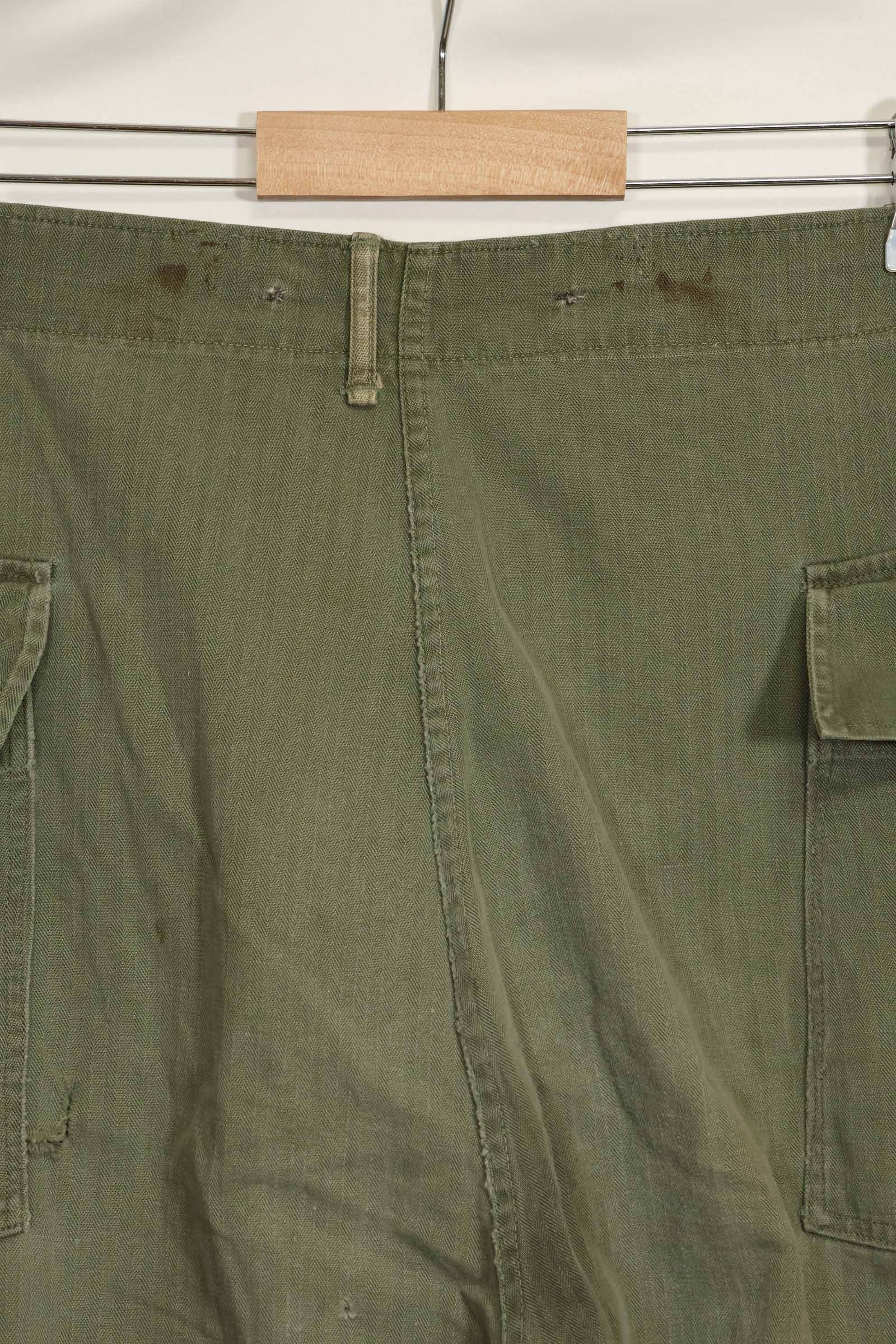 1940年代　アメリカ陸軍　HBT ユーティリティパンツ　大きめサイズ　傷あり　中古品