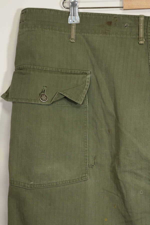 1940年代　アメリカ陸軍　HBT ユーティリティパンツ　大きめサイズ　傷あり　中古品