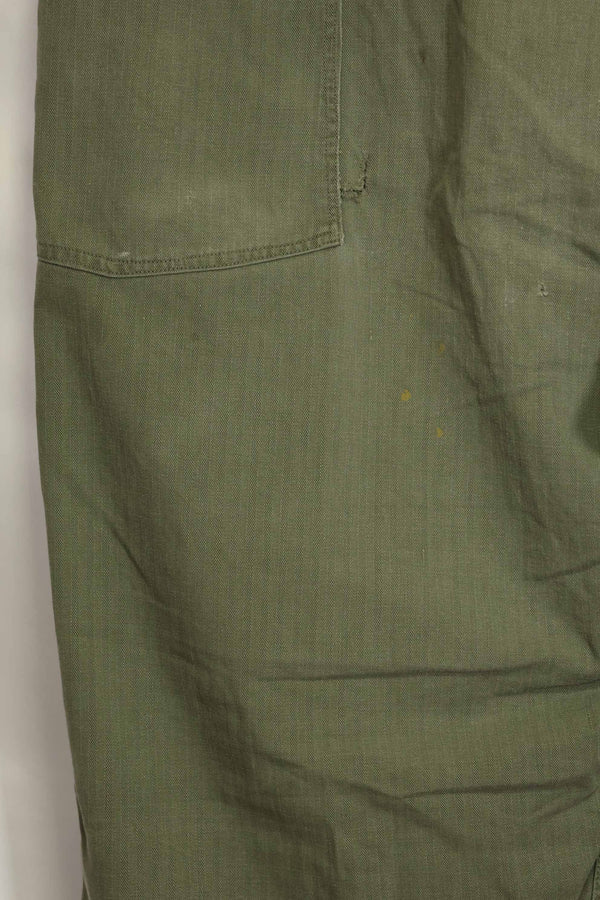 1940年代　アメリカ陸軍　HBT ユーティリティパンツ　大きめサイズ　傷あり　中古品
