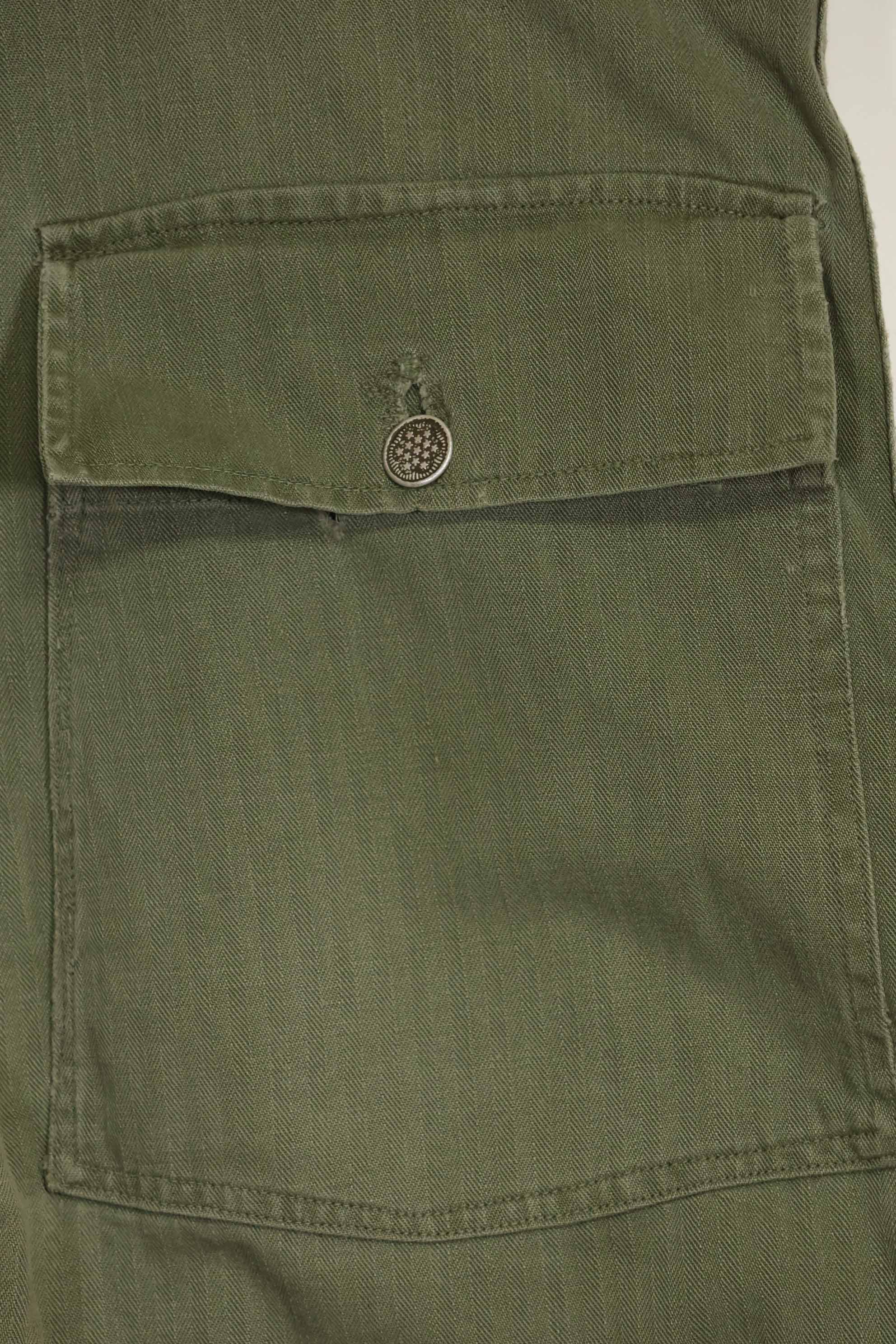 1940年代　アメリカ陸軍　HBT ユーティリティパンツ　大きめサイズ　傷あり　中古品
