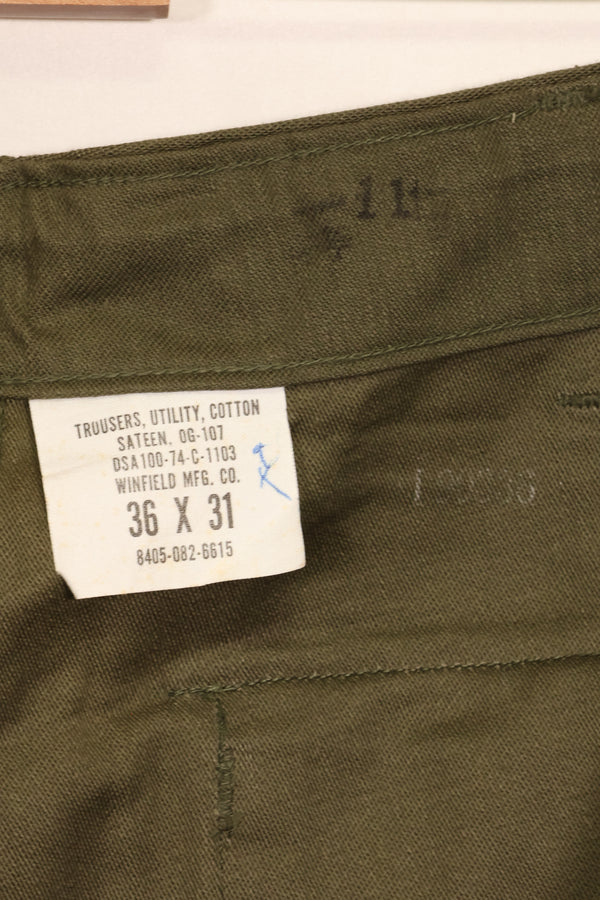 1974年会計　TYPE 3　36 x 31 アメリカ軍　OG-107 ユーティリティパンツ　ベイカーパンツ　中古品