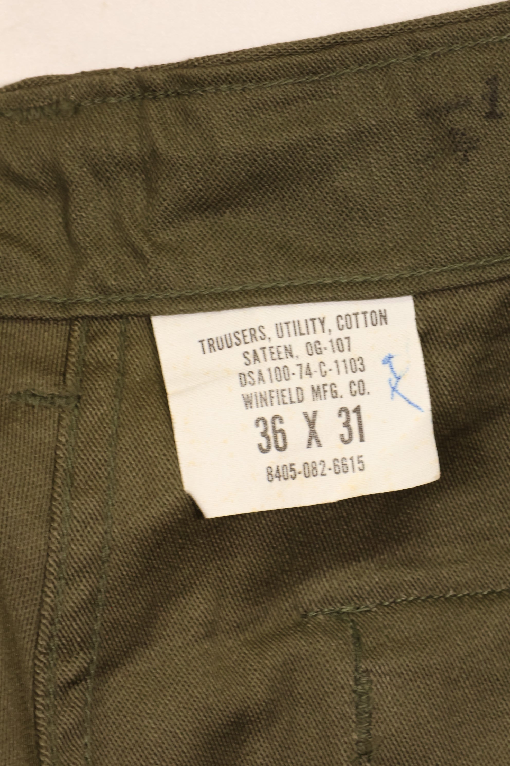 1974年会計　TYPE 3　36 x 31 アメリカ軍　OG-107 ユーティリティパンツ　ベイカーパンツ　中古品