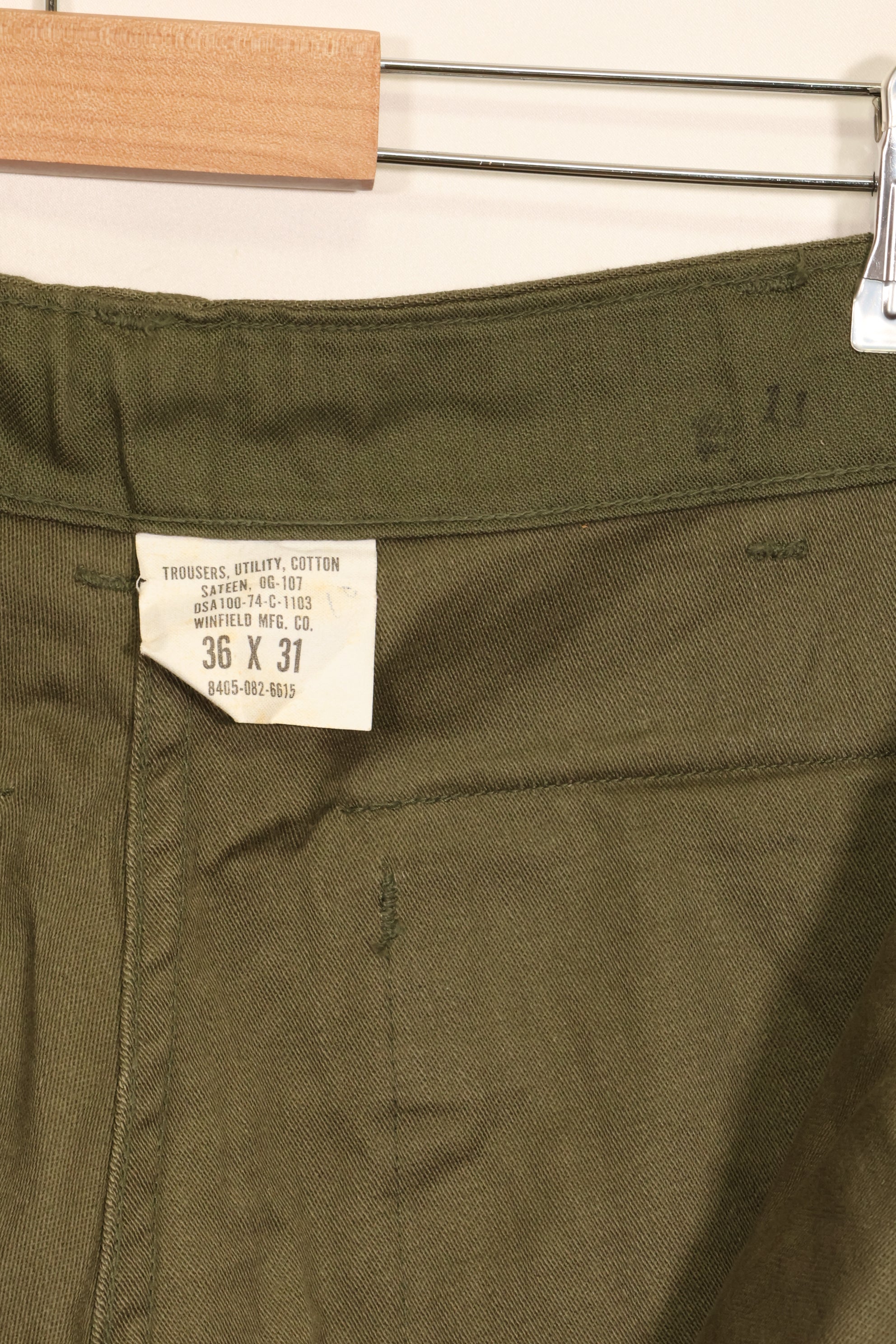 1974年会計　TYPE 3　36 x 31 アメリカ軍　OG-107 ユーティリティパンツ　ベイカーパンツ　中古品 B