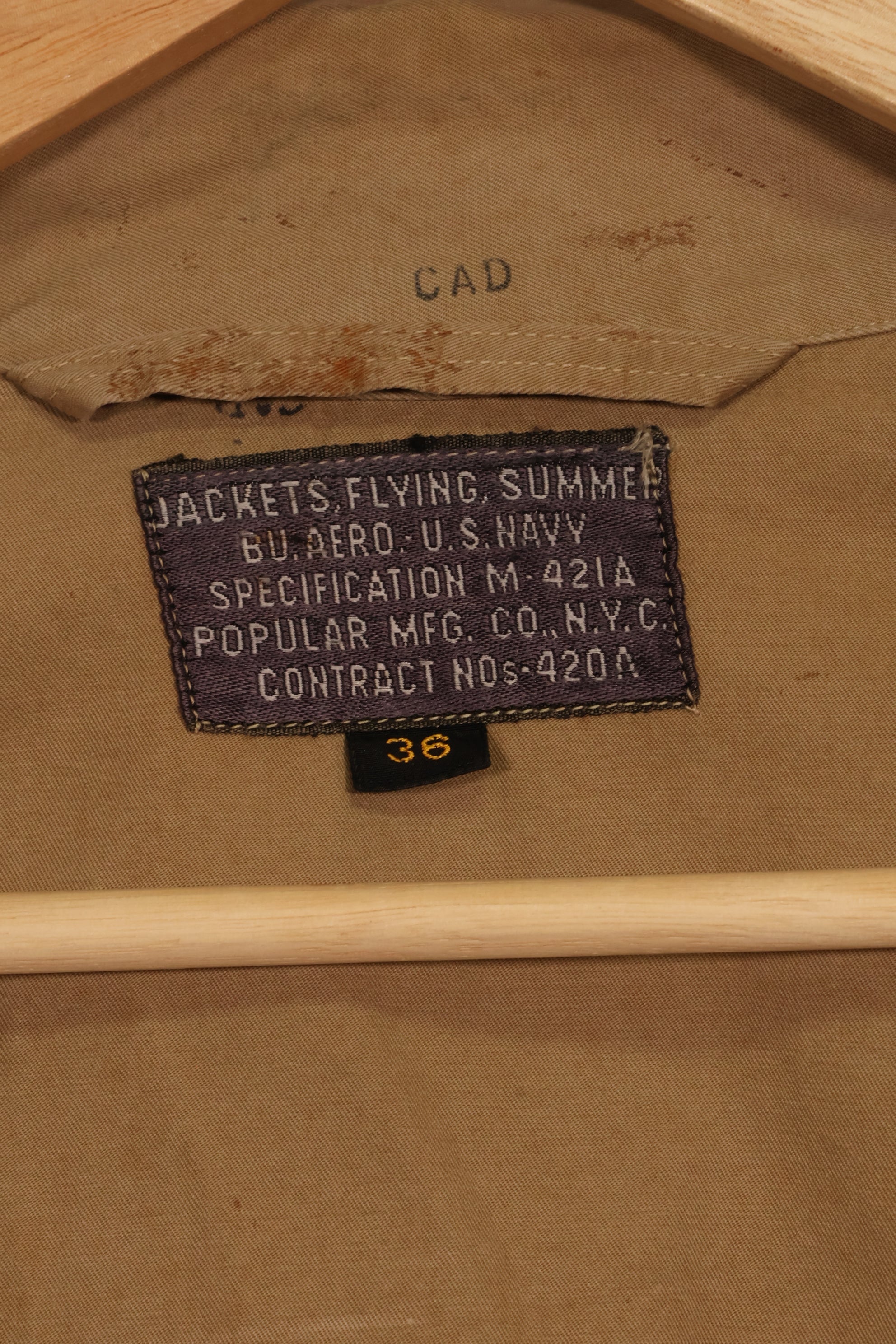 1940年代前半　アメリカ海軍　M421-a　夏用　フライトジャケット　中古品