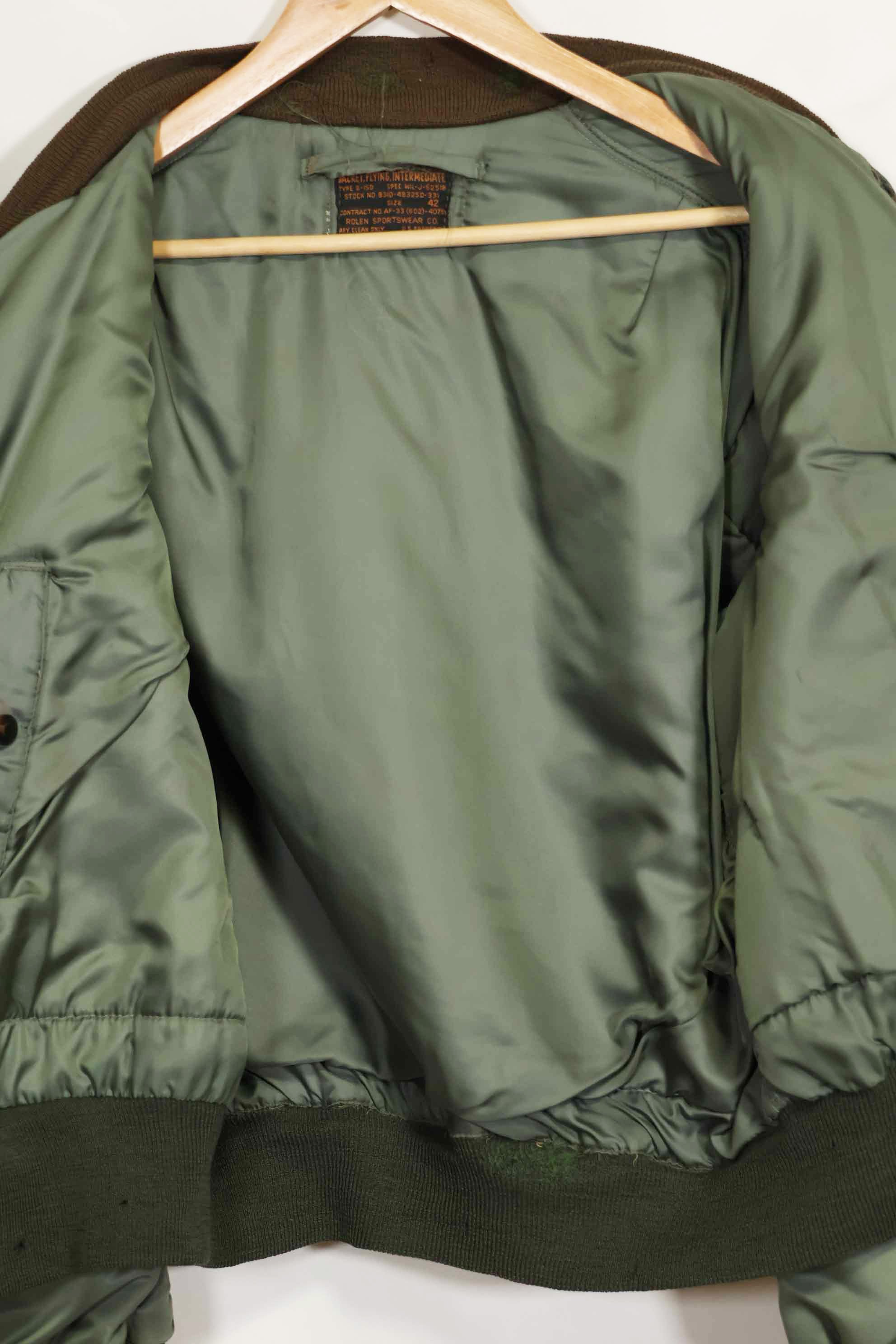 1950年代　アメリカ空軍　B-15D　リブ改造　フライトジャケット　サイズ 42　高高度用　中古品