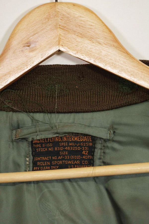 1950年代　アメリカ空軍　B-15D　リブ改造　フライトジャケット　サイズ 42　高高度用　中古品