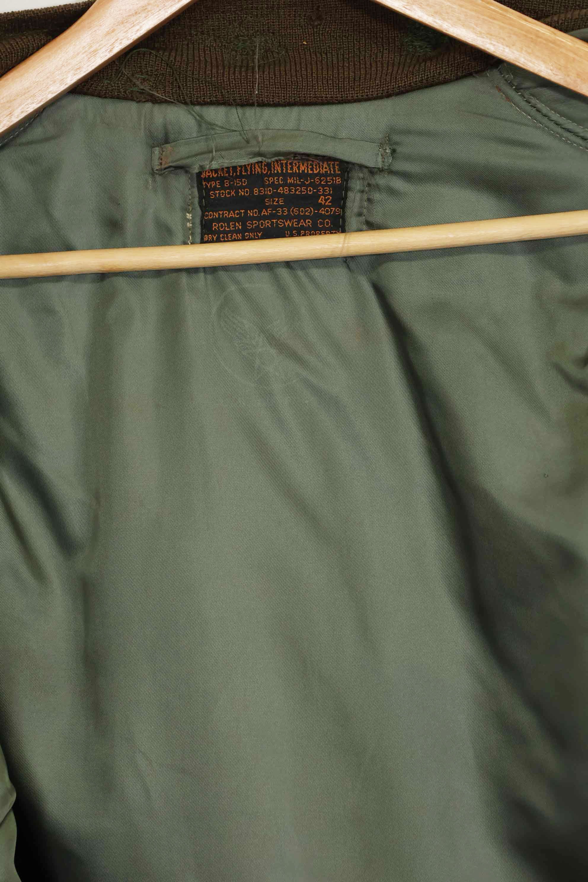 1950年代　アメリカ空軍　B-15D　リブ改造　フライトジャケット　サイズ 42　高高度用　中古品