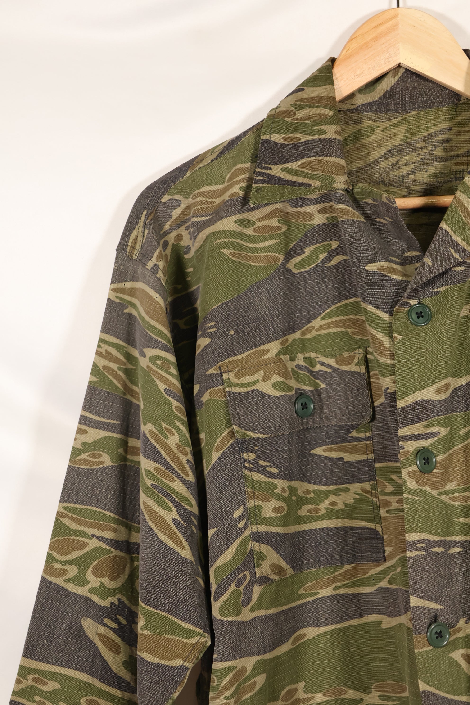 1970年代　南ベトナム海兵隊　タイガーストライプ　シャツ　VNMC 後期 リップストップパターン　中古品　