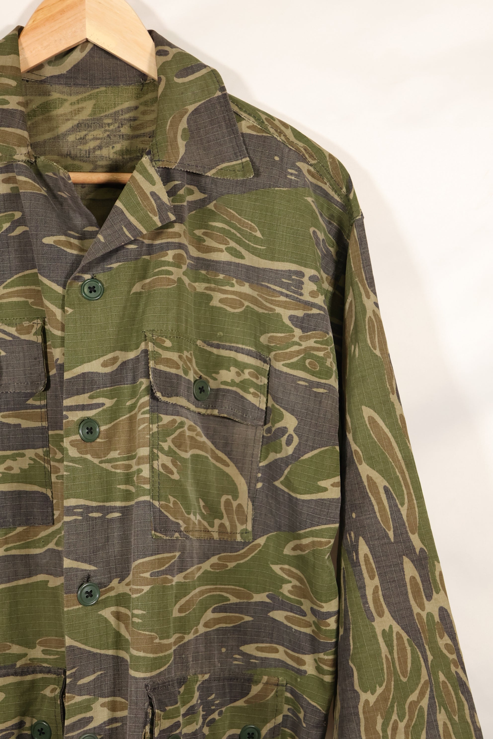 1970年代　南ベトナム海兵隊　タイガーストライプ　シャツ　VNMC 後期 リップストップパターン　中古品　