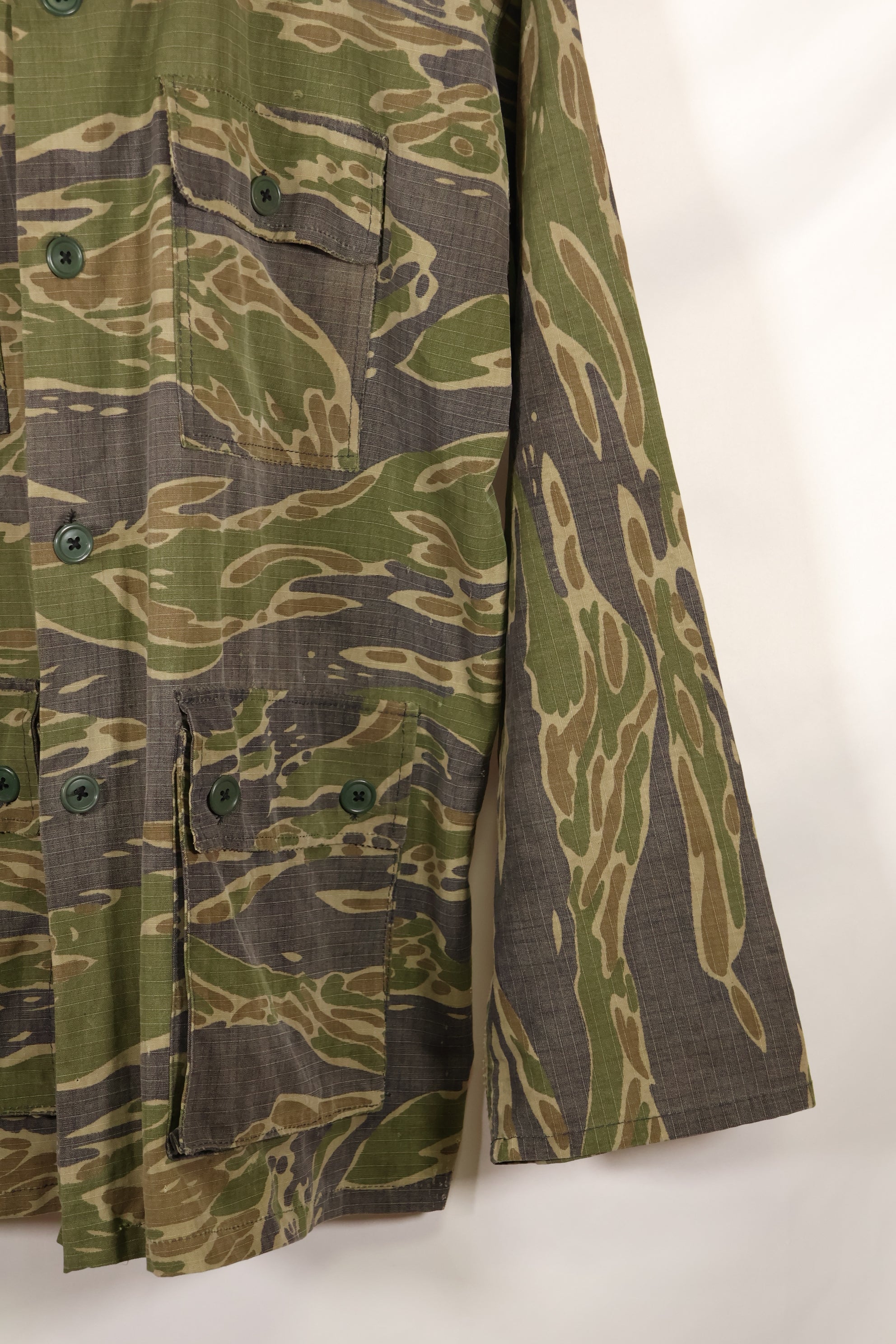 1970年代　南ベトナム海兵隊　タイガーストライプ　シャツ　VNMC 後期 リップストップパターン　中古品　