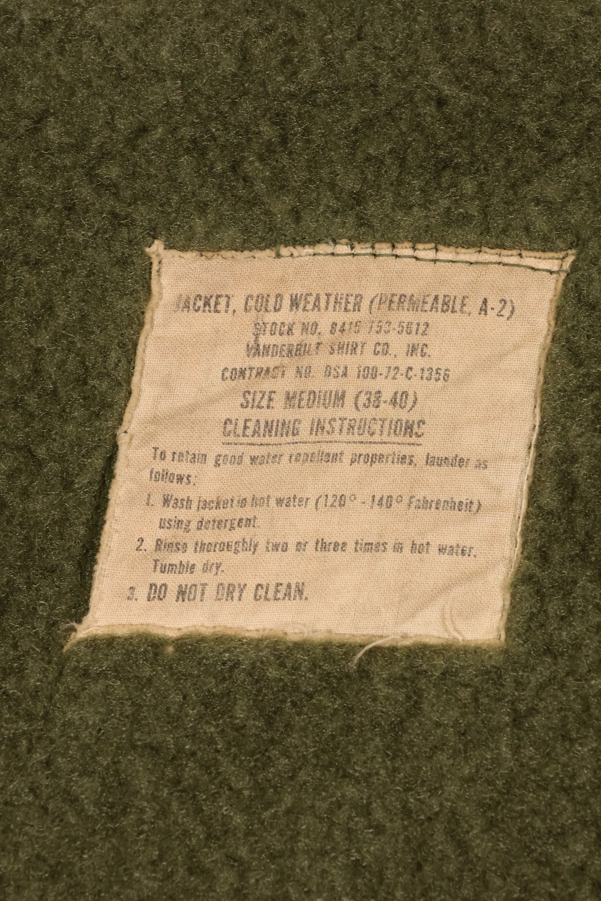 1972年契約　サイズ M　アメリカ海軍　A-2 デッキジャケット　コールドウェザー　中古品