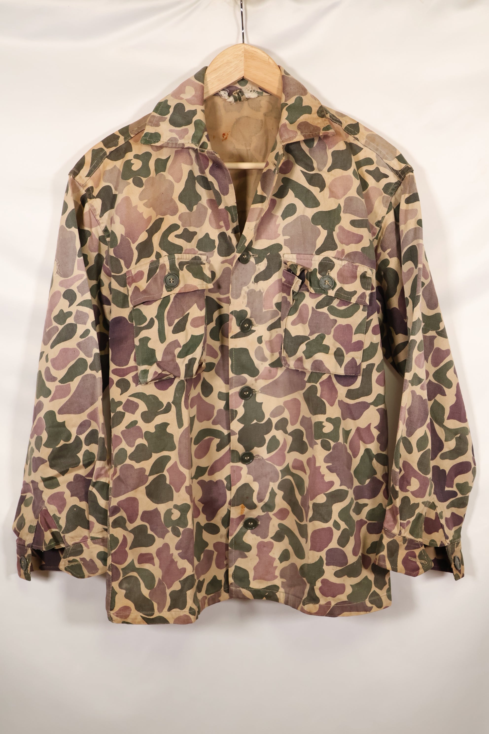 1960年代前半　退色あり　推定A-L　CIDG　ベオガム迷彩　Asian カット　シャツ
