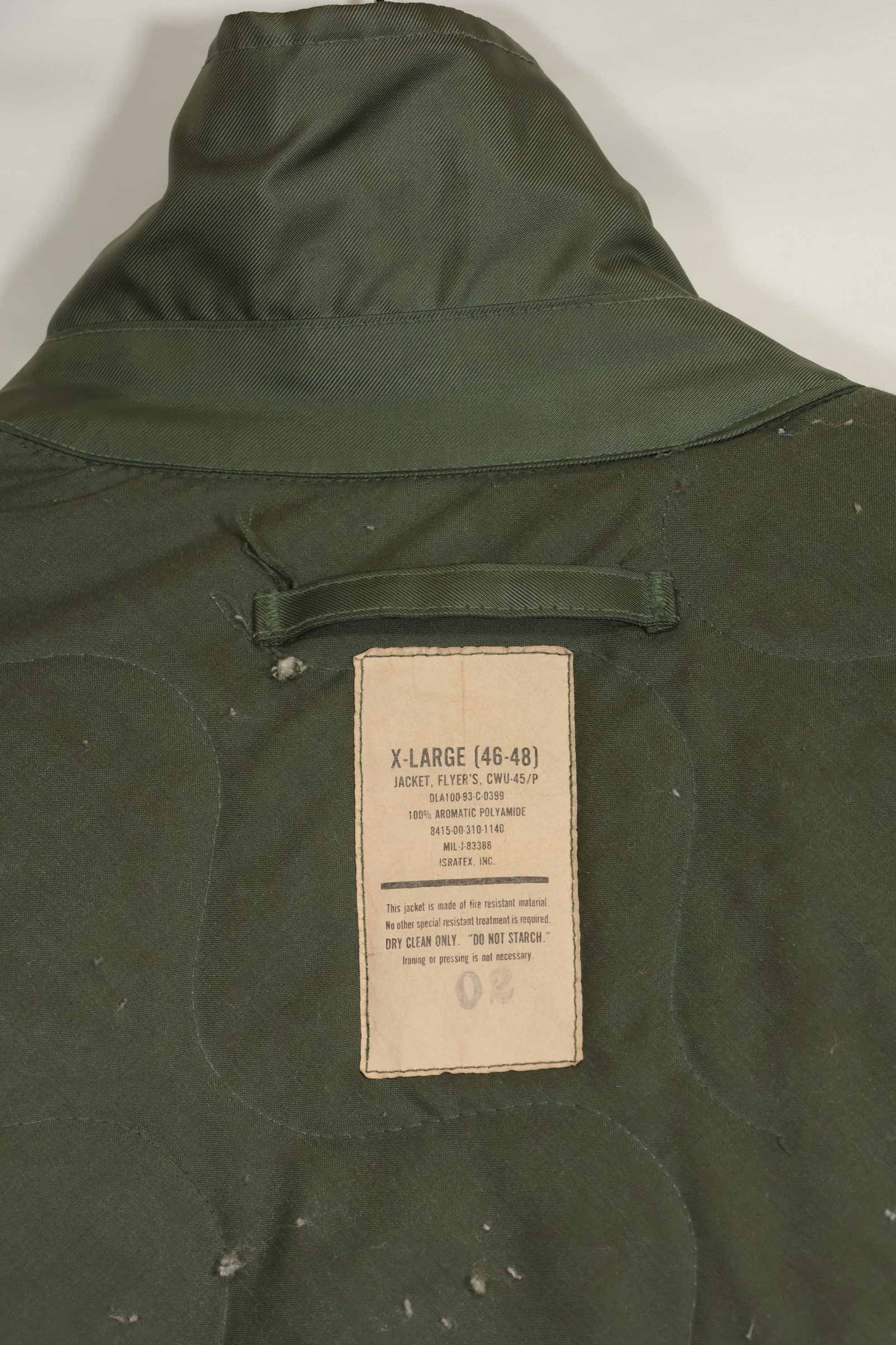 1992年契約　アメリカ海軍　空軍　CWU-45P　フライトジャケット　X-LARGE　中古品