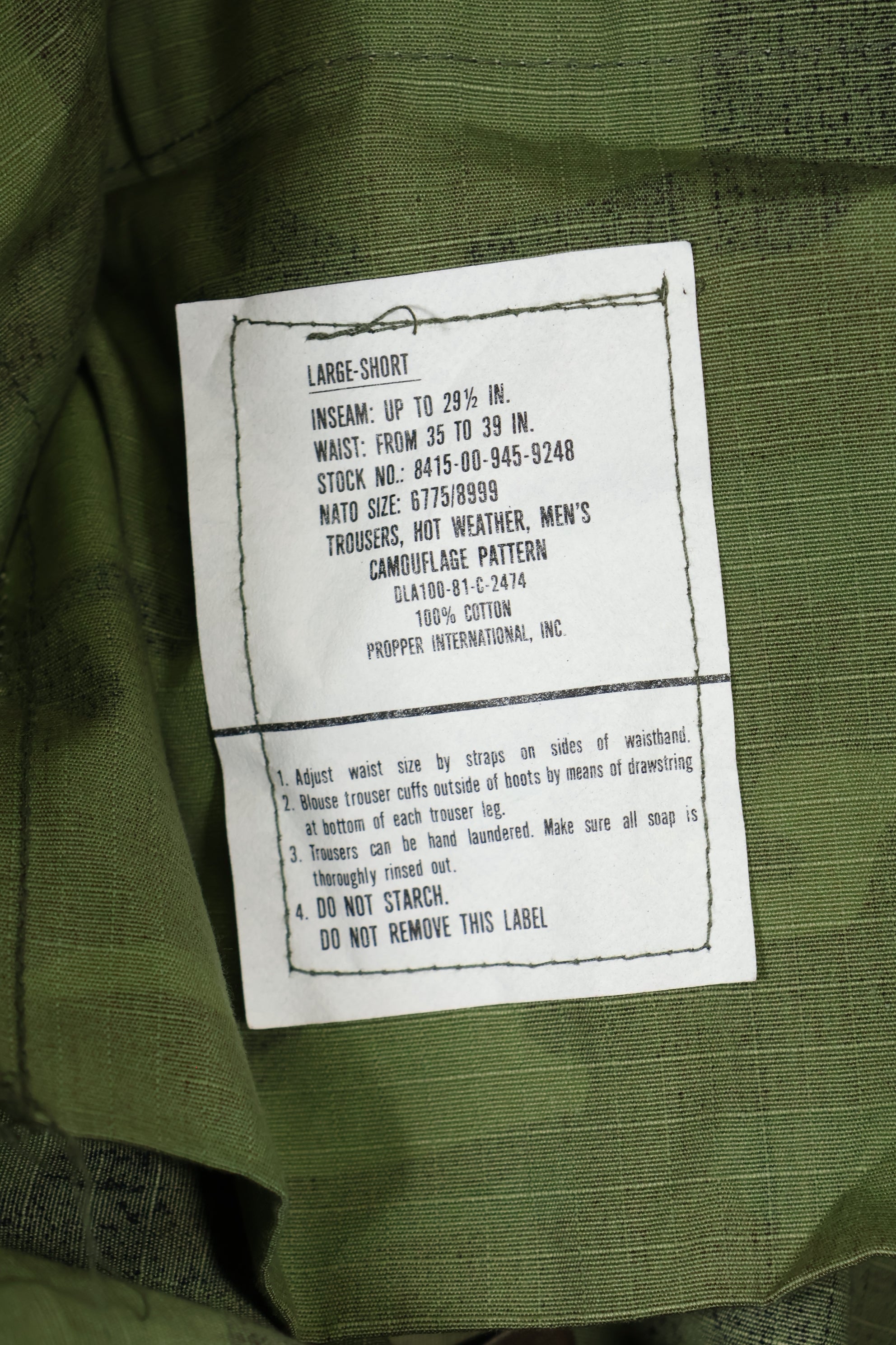 デッドストック　1981年製　LCリーフ　ERDL迷彩　パンツ　L-S