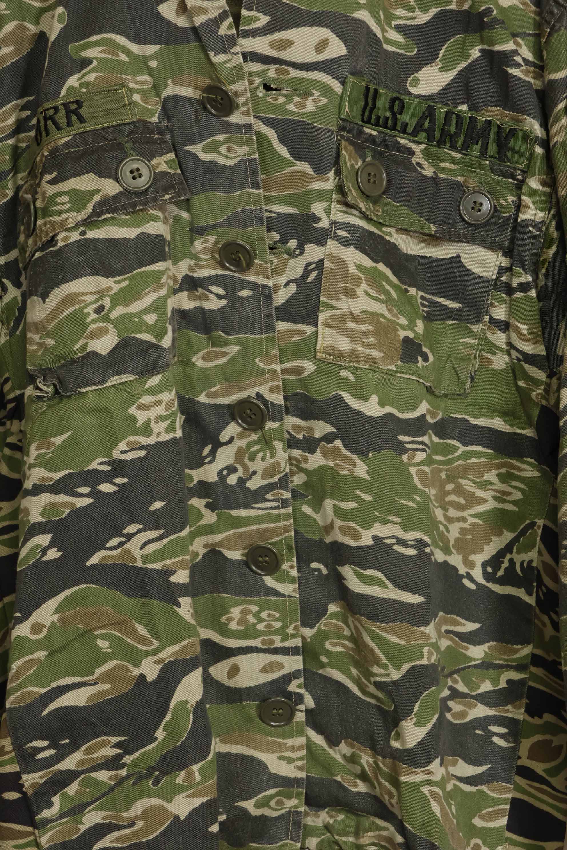 1960年代　タイガーストライプ　シャツ　CIDGパターン　初付けパッチ付き　中古品