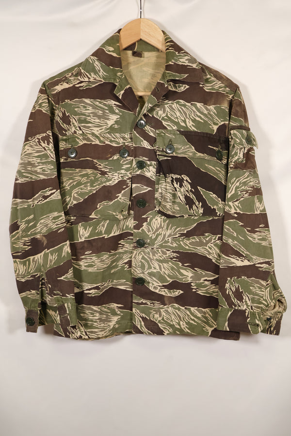 1960年代中頃　USカット　沖縄タイガー　ライムグリーンカラー　タイガーストライプ　シャツ　退色あり　中古品