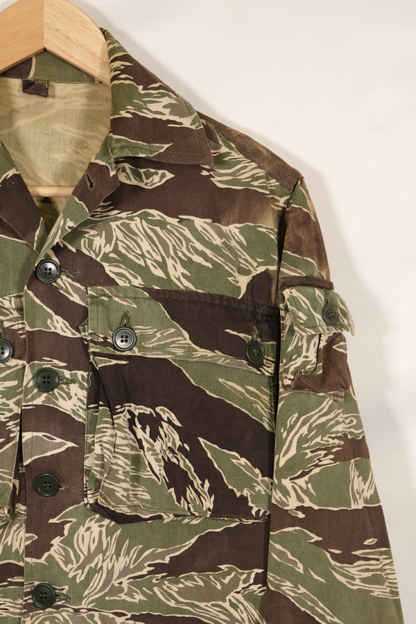 1960年代中頃　USカット　沖縄タイガー　ライムグリーンカラー　タイガーストライプ　シャツ　退色あり　中古品