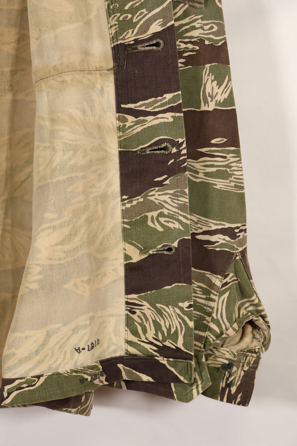 1960年代中頃　USカット　沖縄タイガー　ライムグリーンカラー　タイガーストライプ　シャツ　退色あり　中古品