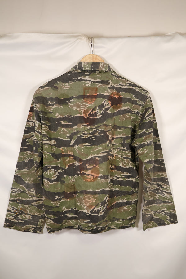 1960年代　タイガーストライプ　シャツ　CIDGパターン　退色あり　汚れあり　中古品