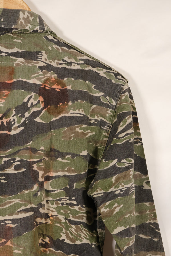 1960年代　タイガーストライプ　シャツ　CIDGパターン　退色あり　汚れあり　中古品