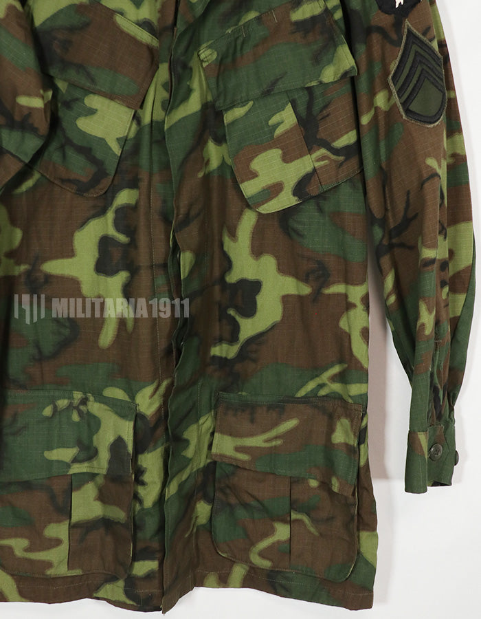 実物　1968年製　リップストップ　ERDL ジャングルファティーグ S-L 101空挺パッチ後付け