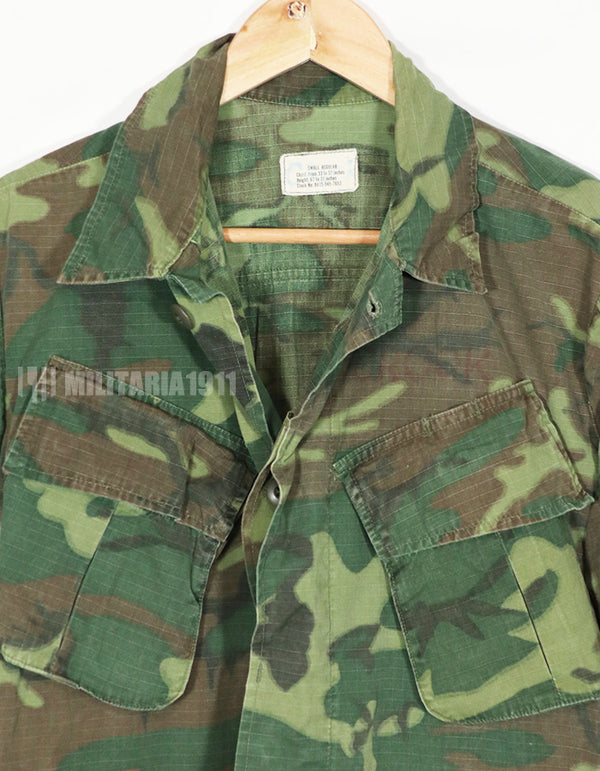 実物　1968年製　リップストップ生地　ERDL ファティーグジャケット　グリーンリーフ　中古