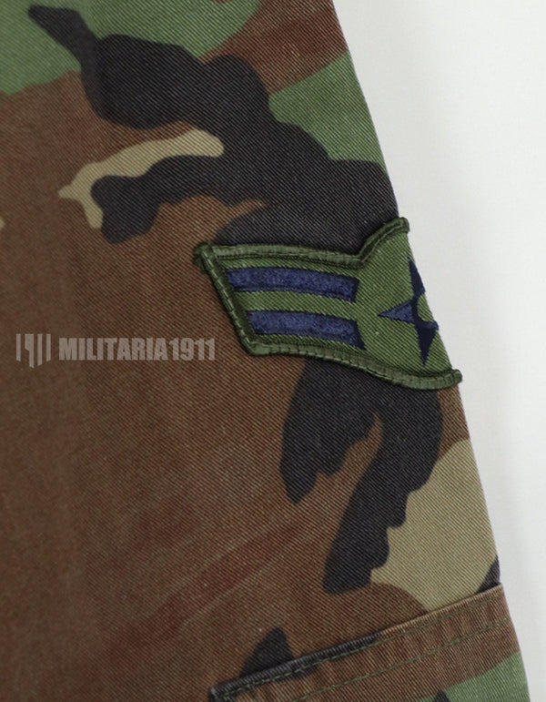 実物　アメリカ空軍　NCO ウッドランド迷彩　ジャケット　パッチ付き　状態悪い　1993年製