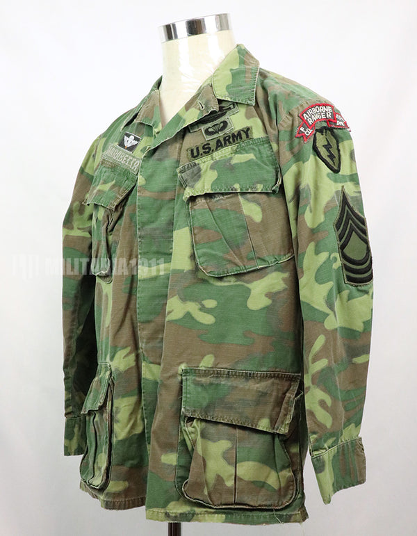 実物　ERDL リップストップ生地　ジャングルファティーグ　第25歩兵師団　LRRP 仕様（パッチ後付け）　1969年契約