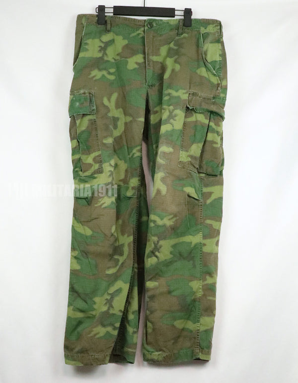 実物　アメリカ軍　ERDL ジャングルファティーグパンツ　使用感あり　リップストップ生地　1968年契約