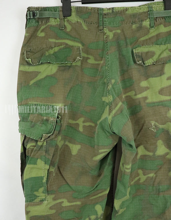 実物　アメリカ軍　ERDL ジャングルファティーグパンツ　使用感あり　リップストップ生地　1968年契約