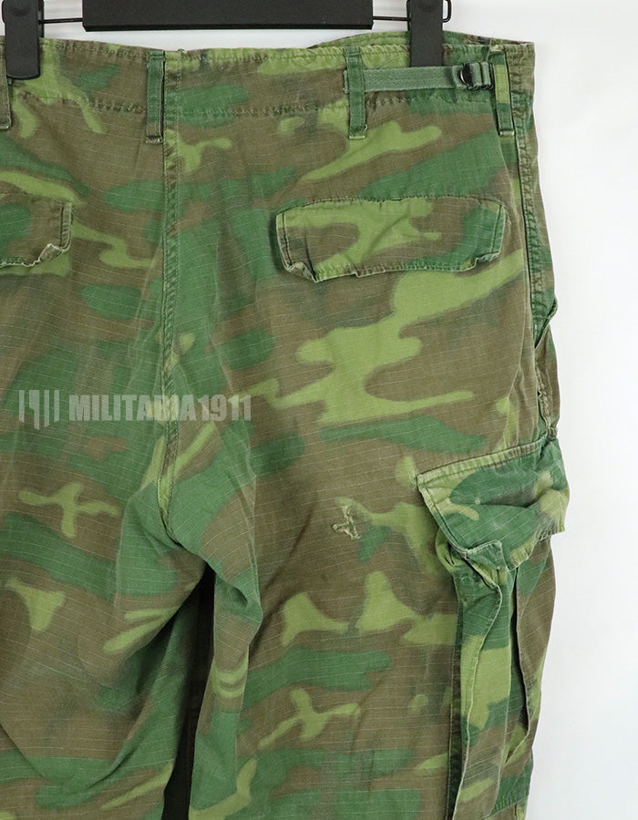実物　アメリカ軍　ERDL ジャングルファティーグパンツ　使用感あり　リップストップ生地　1968年契約