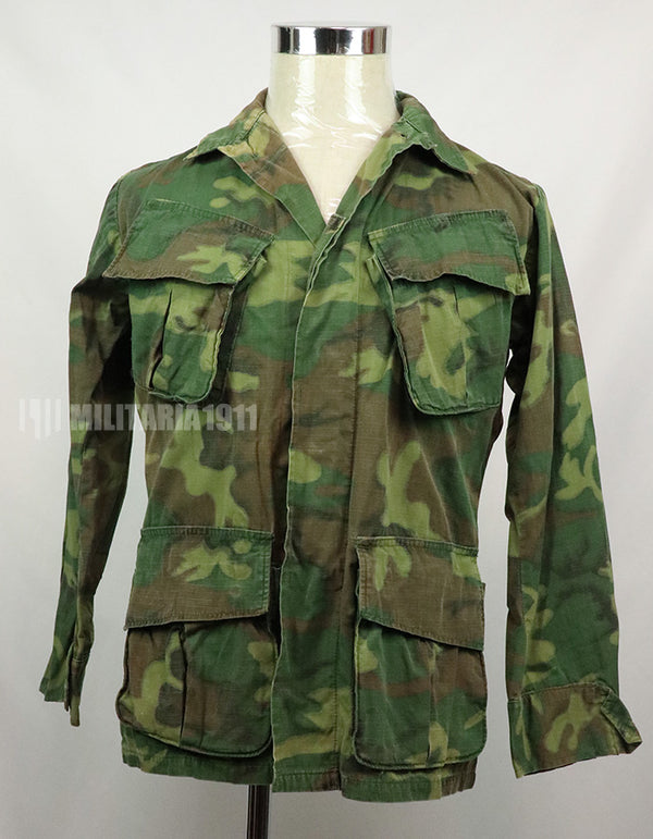 実物　アメリカ軍　ERDL ジャングルファティーグ　リップストップ生地　放出品　1969年製　汚れあり　使用感強い