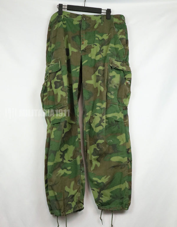 実物　アメリカ軍 USMC　1969年製　ERDL　ジャングルファティーグパンツ　グリーンリーフ　使用感あり　汚れあり